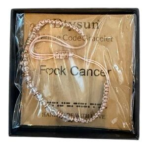 Pink Beaded Bracelet with motivation cancer Message in gift box morse code